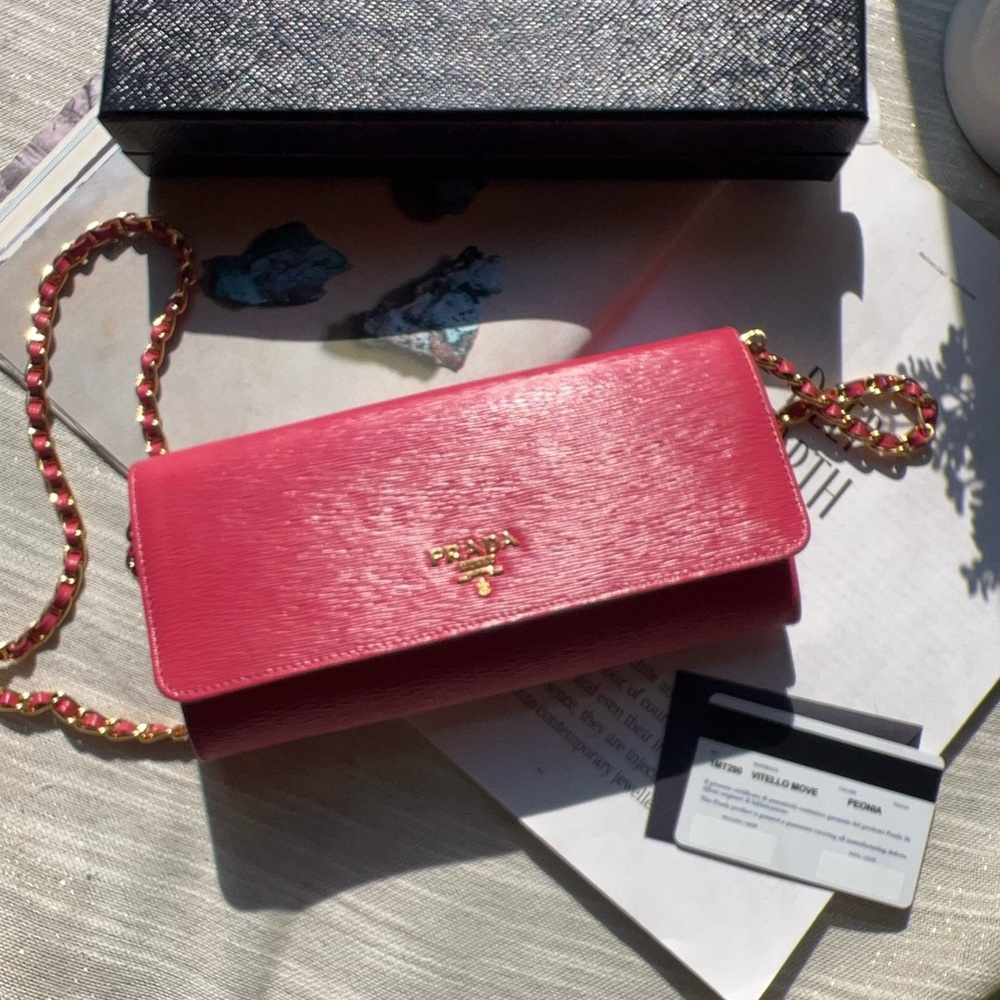 Prada Leather Chain Wallet Crossbody